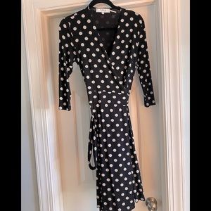 SADE Black & White Polka Dot Wrap Dress SZ 2